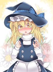 Rule 34 | 1girl, alternate hairstyle, blonde hair, blush, bow, commentary request, hammer (sunset beach), kirisame marisa, long hair, looking at viewer, open mouth, plaid, plaid bow, skirt, solo, touhou, twintails, yellow eyes