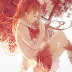 Rule 34 | 1girl, closed eyes, flower, ib (ib), ib (kouri), long hair, puzzle, puzzle piece, rose, simple background, solo, spencer sais