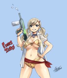 Rule 34 | 1girl, bikini, blonde hair, blue eyes, breasts, cleavage, earrings, eden&#039;s zero, jewelry, large breasts, long hair, looking at viewer, mashima hiro, navel, official art, rebecca bluegarden, solo, standing, swimsuit, twintails, underboob
