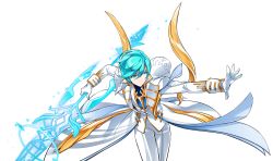 Rule 34 | 1boy, absurdres, ainchase ishmael, arme thaumaturgy (elsword), artist request, bishounen, blue eyes, blue hair, closed mouth, coat, cowboy shot, elsword, expressionless, gloves, highres, holding, holding polearm, holding spear, holding weapon, looking away, male focus, official art, pants, polearm, solo, spear, transparent background, weapon, white coat, white gloves, white pants