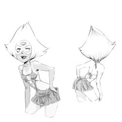 Rule 34 | 1girl, alien, alternate costume, bare arms, bare shoulders, breasts, cowboy shot, cropped legs, dress, female focus, forehead jewel, greyscale, jcm2, leaning forward, looking at viewer, microdress, monochrome, multiple views, no bra, one-piece tan, peridot (steven universe), petite, revealing clothes, short hair, simple background, small breasts, standing, steven universe, tan, tanline, turnaround, visor, white background