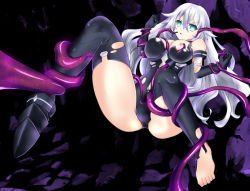 Rule 34 | &gt;:o, 10s, 1girl, :o, angry, aqua eyes, armor, armored boots, bare shoulders, barefoot, between breasts, black gloves, black heart (neptunia), black leotard, black thighhighs, bodysuit, boots, breasts, breasts apart, bright pupils, cleavage, clenched hands, crotch, dutch angle, elbow gloves, feet, flipped hair, foreshortening, full body, gloves, grabbing, grabbing another&#039;s breast, hair between eyes, hands up, hip focus, imminent rape, large breasts, leg grab, leotard, long hair, looking at viewer, magical girl, monster, neptune (series), nipples, noire (neptunia), parted lips, pov, power symbol, power symbol-shaped pupils, restrained, senbonmatsu, sidelocks, solo, spread legs, symbol-shaped pupils, tentacles, tentacles under clothes, thighhighs, thighs, torn clothes, torn gloves, torn leotard, torn thighhighs, v-shaped eyebrows, very long hair, wavy hair, white hair