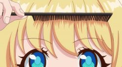 Rule 34 | 1girl, animated, animated gif, blonde hair, blue eyes, brush, eyes visible through hair, fantasy bishoujo juniku ojisan to, genderswap, genderswap (mtf), tachibana hinata (fantasy bishoujo)
