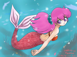 Rule 34 | 1990s (style), akazukin chacha, highres, marin (akazukin chacha), marin (marine-sky-earth), mermaid, mermaid tail, mermaid transformation, monster girl, pink hair, retro artstyle, tagme