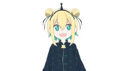 Rule 34 | 1girl, :d, amano pikamee, black hairband, black jacket, black ribbon, blonde hair, chinese clothes, commentary request, double bun, dress, green eyes, green hair, gyari (imagesdawn), hair between eyes, hair bun, hair ribbon, hairband, highres, jacket, looking at viewer, multicolored hair, official art, open mouth, ribbon, sharp teeth, simple background, smile, solo, straight-on, teeth, two-tone hair, unmoving pattern, upper body, v-shaped eyebrows, virtual youtuber, voms, white background