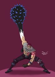 Rule 34 | 1boy, artist request, charlotte katakuri, gloves, highres, muscular, one piece, scar, serious, tagme, tattoo