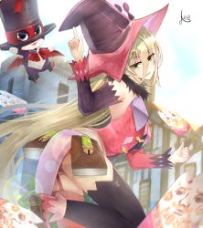 Rule 34 | 1girl, aeus, book, boots, garter straps, green eyes, hat, highres, long hair, magilou (tales), signature, tales of (series), tales of berseria, thighhighs, witch