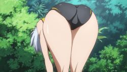 Rule 34 | 10s, 1girl, animated, animated gif, ass, ben-tou, exercising, from behind, huge ass, outdoors, silver hair, solo, swimsuit, yarizui sen