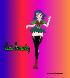 Rule 34 | 1girl, absurdres, blue hair, carrie fernandez, castlevania: legacy of darkness, castlevania (series), character name, full body, hand up, highres, lolita fashion, looking at viewer, magical girl, miniskirt, panties, pantyshot, skirt, solo, spanish commentary, underwear, vampirefoxys, waving