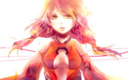 Rule 34 | 10s, 1girl, bad id, bad pixiv id, bare shoulders, breasts, center opening, cleavage, cocorosso, detached sleeves, guilty crown, hair ornament, hairclip, long hair, looking at viewer, open mouth, pink hair, red eyes, solo, twintails, yuzuriha inori