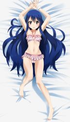 Rule 34 | 1girl, absurdres, barefoot, bikini, blue hair, blush, child, fairy tail, highres, long hair, looking at viewer, navel, planeptune, small breasts, swimsuit, wendy marvell
