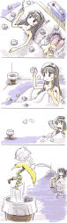 Rule 34 | 10s, 2girls, 4koma, aftersex, akemi homura, bed, bed sheet, black hair, cigarette, comic, guile, highres, homu, kamexmusi, kaname madoka, kicking, long hair, mahou shoujo madoka magica, mahou shoujo madoka magica (anime), multiple girls, naked sheet, pink hair, ruined for marriage, short hair, sigh, street fighter, throwing, tissue, tissue box, translated, trash can, twintails, under covers, what, yuri
