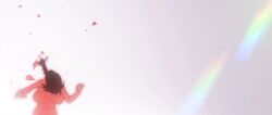 Rule 34 | 1girl, animated, animated gif, black hair, bouncing breasts, braid, braided ponytail, breasts, hanekawa tsubasa, kizumonogatari, large breasts, monogatari (series), navel, no nipples, nude, purple eyes, running, screencap, third-party edit