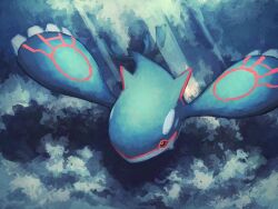 7_phi_3 animal_focus black_sclera blue_skin colored_sclera colored_skin creatures_(company) fins game_freak gen_3_pokemon highres kyogre legendary_pokemon nintendo no_humans pokemon pokemon_(creature) red_trim underwater water whale