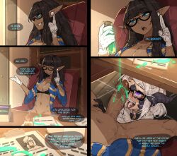 Rule 34 | 1futa, 1girl, absurdres, after fellatio, asashi amano, au ra, black-framed eyewear, black hair, blue eyes, blue shirt, bottomless, breasts, chair, comic, commentary, commission, cum, cum in mouth, cum on hair, cum on tongue, dark-skinned female, dark skin, dragon horns, elezen, elf, english commentary, english text, erection, facial, fellatio, final fantasy, final fantasy xiv, futa with female, futanari, gloves, grey hair, headset, heart, heart-shaped pupils, heart in eye, highres, horns, interspecies, large penis, long pointy ears, medium breasts, medium hair, multiple girls, netorare, newhalf, nysoph ageskel, office chair, open clothes, open shirt, oral, penis, pointy ears, purple eyes, scales, semi-rimless eyewear, shirt, shuuko (s h uuko), sitting, slime (substance), stealth fellatio, stealth sex, swivel chair, symbol-shaped pupils, symbol in eye, table, talking on phone, test tube, under-rim eyewear, under table, vial, warrior of light (ff14), white gloves