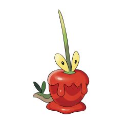 Rule 34 | absurdres, animal focus, apple, artist request, black eyes, bright pupils, candy apple, colored sclera, creatures (company), dipplin, dripping, food, fruit, full body, game freak, highres, nintendo, no humans, official art, outline, pokemon, pokemon sv, second-party source, simple background, solo, transparent background, white outline, white pupils, yellow sclera