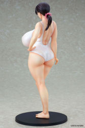 Rule 34 | 1girl, ass, black hair, blue eyes, breasts, cattleya (queen&#039;s blade), glasses, hands on own hips, huge ass, huge breasts, one-piece swimsuit, photo (medium), ponytail, queen&#039;s blade, simple background, standing, swimsuit, white one-piece swimsuit
