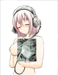Rule 34 | 1girl, animated, animated gif, breasts, headphones, heart (organ), heartbeat, large breasts, lowres, nipples, nitroplus, nude, pink hair, red eyes, simple background, solo, stethoscope, super sonico, white background, x-ray