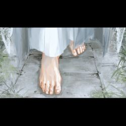 Rule 34 | 1boy, angel, barefoot, chinese commentary, commentary request, fanbuhuigugugujun, feet, foot focus, highres, letterboxed, lord of the mysteries, nail, on ground, ouroboros (lord of the mysteries), out of frame, robe, solo, weeds, white robe