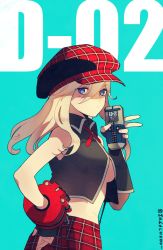 Rule 34 | 10s, 1girl, alisa ilinichina amiella, black gloves, black thighhighs, blue background, blue eyes, breasts, fingerless gloves, gloves, god eater, god eater burst, hand on own hip, hat, image sample, looking at viewer, phone, pixiv sample, pleated skirt, red hat, silver hair, simple background, skirt, solo, thighhighs, underboob, whiteawing