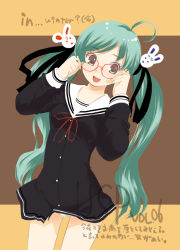 Rule 34 | 1girl, glasses, otomo megane, school uniform, serafuku, solo, twintails