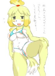 Rule 34 | animal crossing, artist request, blush, breasts, furry, isabelle (animal crossing), large breasts, nintendo, pussy, tagme, text focus, translated