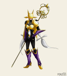 Rule 34 | armor, digimon, digimon (creature), fox mask, highres, long hair, mask, sakuyamon, yin yang