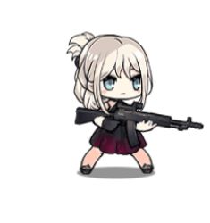 Rule 34 | 1girl, alternate hairstyle, an-94, an-94 (girls&#039; frontline), an-94 (silent rouge) (girls&#039; frontline), animated, animated gif, assault rifle, black dress, black footwear, blue eyes, blush, blush stickers, closed mouth, crossed legs, curtsey, dress, expressionless, folded ponytail, full body, girls&#039; frontline, gloves, gradient dress, gun, hair ornament, halter dress, halterneck, holding, long hair, lowres, official alternate costume, official art, purple dress, rifle, saru, sidelocks, silver hair, simple background, solo, tossing, weapon, weapon case, white background, wristband