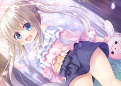 Rule 34 | 1girl, asa no ha (awayuki), bare shoulders, blonde hair, blue eyes, child, long hair, looking at viewer, open mouth, original, skirt, smile, solo, twintails