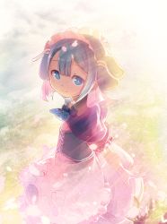 Rule 34 | 1boy, blue eyes, blue hair, blush, closed mouth, goddandies, highres, looking at viewer, made in abyss, maid headdress, male focus, maruruk, short hair, short sleeves, skirt, smile, solo, trap, whistle, whistle around neck, white skirt