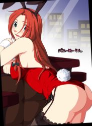 Rule 34 | 1girl, animal ears, ass, black thighhighs, blue eyes, blush, braid, breasts, garter straps, hong meiling, large breasts, leotard, long hair, looking at viewer, neko majin, playboy bunny, rabbit ears, rabbit tail, red hair, smile, solo, tail, thighhighs, touhou, wrist cuffs