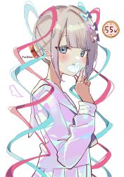 Rule 34 | 1girl, absurdres, blue eyes, blue hair, blue nails, blush, chouzetsusaikawa tenshi-chan, commentary request, finger heart, grey hair, hand up, highres, long hair, long sleeves, looking at viewer, looking to the side, multicolored nails, nail polish, needy girl overdose, one-hour drawing challenge, pleated skirt, red hair, red nails, sailor collar, school uniform, serafuku, shirt, signature, simple background, single hair intake, skirt, sofra, solo, twintails, twitter username, very long hair, white background, white sailor collar, white serafuku, white shirt, white skirt
