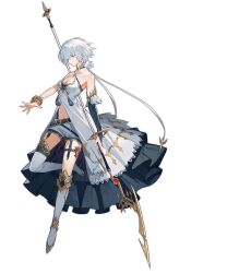 Rule 34 | 1girl, ark order, asymmetrical footwear, bare shoulders, bean sprouts (6651003), black gloves, blue eyes, boots, bow, breasts, bridal gauntlets, dress, elbow gloves, expressionless, full body, gloves, gold trim, highres, holding, holding sword, holding weapon, knee boots, large breasts, looking at viewer, lugh (ark order), mismatched footwear, official art, shorts, sidelocks, single knee boot, single thigh boot, sleeveless, sleeveless dress, solo, sword, tachi-e, thigh boots, thighhighs, transparent background, weapon, white bow, white dress, white footwear, white hair, white shorts