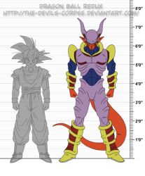 Rule 34 | 1990s (style), 2boys, alien, dragon ball, dragon ball gt, dragon ball heroes, dragonball z, full body, height, horns, janemba, multiple boys, retro artstyle, size chart, son goku, spiked hair, standing, tagme, tail, the-devils-corpse (artist)