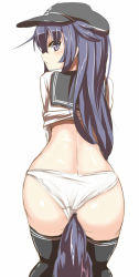 Rule 34 | 10s, 1girl, akatsuki (kancolle), anal, anal object insertion, anal tail, animal ears, ass, bent over, black thighhighs, blue hair, butt plug, dog ears, dog tail, fake tail, hat, kantai collection, kemonomimi mode, long hair, looking at viewer, looking back, no pants, object insertion, panties, sex toy, solo, tail, tenken (gotannda), thighhighs, underwear, white panties