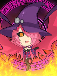 Rule 34 | 1girl, blazblue, breasts, chibi, cleavage, hat, highres, konoe a. mercury, large breasts, long hair, pink hair, tagme, witch hat