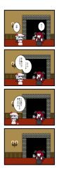 Rule 34 | 2girls, 4koma, ascot, black wings, blue hair, candle, comic, dora ita, female focus, flying sweatdrops, hand to own mouth, hat, hat ribbon, head wings, highres, koakuma, long hair, long image, multiple girls, open mouth, red hair, remilia scarlet, ribbon, short hair, skirt, sweat, sweatdrop, tall image, touhou, translation request, wings