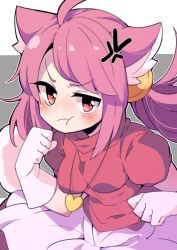Rule 34 | 1girl, angry, animal ears, bell, cat ears, gloves, green eyes, mad mew mew, magical girl, pink hair, undertale, white gloves