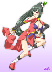Rule 34 | 1girl, arc system works, black hair, blazblue, blazblue: calamity trigger, breasts, china dress, chinese clothes, cleavage, cleavage cutout, clothing cutout, dress, kalno, lao jiu, large breasts, litchi faye ling, long hair, panda, ponytail, purple eyes, solo