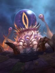 Rule 34 | c&#039;thun, claws, eldritch abomination, fog, hearthstone, james ryman, monster, no humans, official art, partially submerged, single eye, skull, slit pupils, tentacles, warcraft, world of warcraft