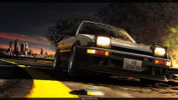 Rule 34 | artist name, car, city, commentary, driving, english commentary, headlight, jordan, letterboxed, license plate, mads shades, motor vehicle, original, outdoors, solo, toyota, toyota sprinter trueno, tree, vehicle focus