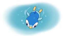 Rule 34 | air bubble, blue eyes, bubble, commentary request, creature, creatures (company), diving, full body, game freak, gen 4 pokemon, nintendo, no humans, official art, piplup, pokemon, pokemon (creature), project pochama, solo, swimming, toes, underwater