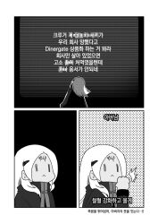 Rule 34 | 1girl, :&lt;, capelet, censored text, clenched hand, comic, commentary request, elisa (girls&#039; frontline), expressionless, fist pump, forehead writing, girls&#039; frontline, hair ornament, hairclip, highres, korean commentary, korean text, long hair, long sleeves, madcore, monitor, monochrome, solo, translation request, upper body, | |