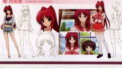 Rule 34 | 2girls, casual, character sheet, highres, kousaka tamaki, multiple girls, school uniform, to heart (series), to heart 2