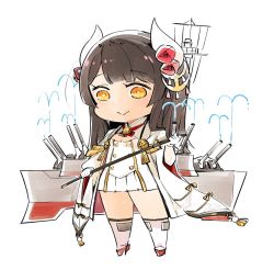 Rule 34 | 1girl, :&gt;, azur lane, character request, chibi, closed mouth, full body, long hair, looking at viewer, mota, ship, simple background, skirt, smile, solo, watercraft, white background