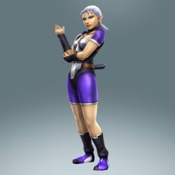 Rule 34 | 1girl, 3d, breasts, female focus, full body, gradient background, hyrule warriors, impa, leotard, nintendo, official art, solo, tagme, the legend of zelda, the legend of zelda: ocarina of time
