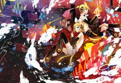 Rule 34 | 1boy, 1girl, arm warmers, bad id, bad pixiv id, blonde hair, blue eyes, brother and sister, detached sleeves, hair ornament, hair ribbon, hairclip, headphones, kagamine len, kagamine len (append), kagamine rin, kagamine rin (append), leg warmers, nyki, ribbon, short hair, shorts, siblings, twins, vocaloid, vocaloid append