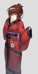 Rule 34 | 1girl, ahoge, brown hair, chinese clothes, closed mouth, cowboy shot, folded ponytail, from side, girls&#039; frontline, hairband, hanfu, japanese clothes, kimono, light smile, long sleeves, looking at viewer, looking to the side, nightmaremk2, obi, orange eyes, original, sash, solo, swept bangs, type 79 (girls&#039; frontline), wide sleeves