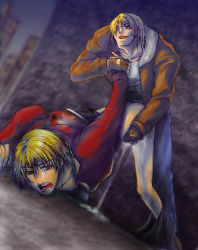 Rule 34 | blonde hair, blue eyes, fatal fury, male focus, garou: mark of the wolves, red eyes, rock howard, snk, terry bogard, the king of fighters, yaoi