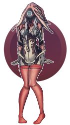 Rule 34 | 1girl, blush, female focus, full body, ivara (warframe), robot, solo, thick thighs, thighhighs, thighs, warframe, zilvtree